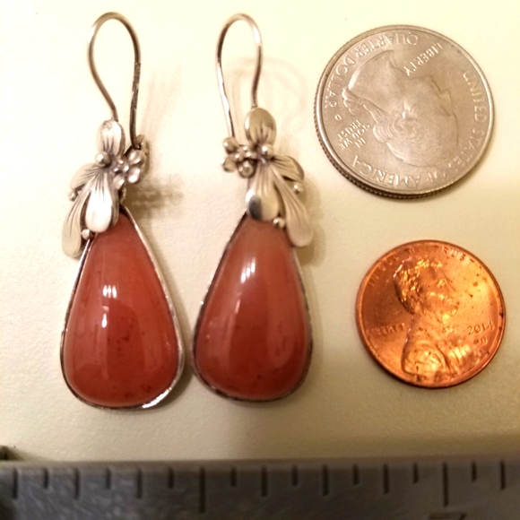 🔻REDUCED❣ RARE Real Large Agate Gemstone silver earrings. Secire lever back❤❣🎀 - Picture 5 of 10